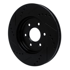 Nissan Xterra Brake Rotor (1) - Front Right - R1 Concepts - Drilled & Slotted - Black - `05-`25